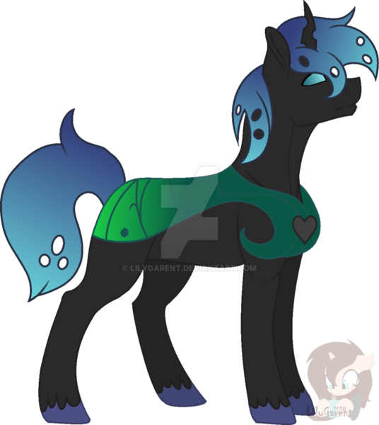 Size: 1024x1146 | Tagged: artist:lilygarent, changepony, derpibooru import, hybrid, interspecies offspring, oc, offspring, parent:queen chrysalis, parent:shining armor, parents:shining chrysalis, safe, simple background, solo, transparent background, watermark