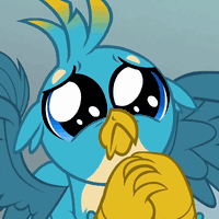 Size: 200x200 | Tagged: safe, derpibooru import, screencap, gallus, gryphon, school daze, :<, animated, begging, cropped, cute, dilated pupils, eye shimmer, frown, gallabetes, gif, male, puppy dog eyes, puppy-eyed gallus, reaction image, sad, solo, spread wings, wings
