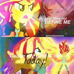 Size: 640x640 | Tagged: safe, derpibooru import, edit, edited screencap, screencap, sunset shimmer, equestria girls, my past is not today, rainbow rocks, sunset satan