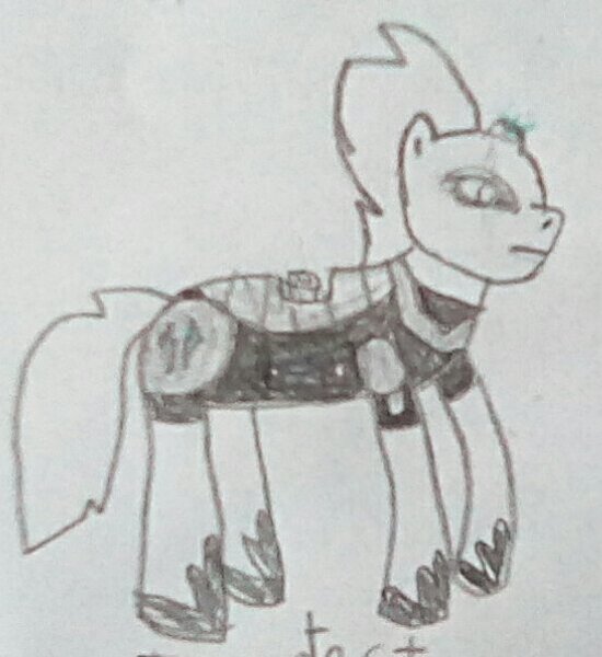 Size: 551x601 | Tagged: artist:creepa-bot inc., broken horn, derpibooru import, female, lego, lego dimensions, my little pony: the movie, safe, solo, tempest shadow, traditional art