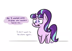 Size: 700x500 | Tagged: safe, artist:glimglam, derpibooru import, starlight glimmer, pony, unicorn, cute, dialogue, female, frown, glimmerbetes, mare, open mouth, sad, sadlight glimmer, signature, simple background, solo, white background