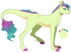 Size: 1636x1231 | Tagged: artist:bijutsuyoukai, colored claws, colored hooves, derpibooru import, dracony, female, gradient mane, hybrid, interspecies offspring, oc, offspring, parent:sandbar, parent:smolder, parents:smolbar, reference sheet, safe, simple background, solo, transparent background, unofficial characters only