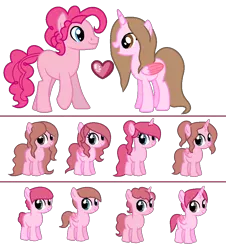 Size: 910x1008 | Tagged: safe, artist:cindydreamlight, derpibooru import, pinkie pie, oc, oc:cindy, alicorn, earth pony, pegasus, pony, unicorn, alicorn oc, bubble berry, colt, female, filly, male, offspring, parent:bubble berry, parents:canon x oc, rule 63, simple background, transparent background