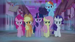 Size: 1280x720 | Tagged: alicorn, animation error, applejack, derpibooru import, evil mane six, fluttershy, mane six, nightmare, our town, pinkie pie, rainbow dash, rarity, safe, screencap, to where and back again, twilight sparkle, twilight sparkle (alicorn)