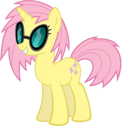 Size: 3857x4000 | Tagged: safe, artist:namelesshero2222, derpibooru import, fluttershy, pony, alternate hairstyle, high res, race swap, simple background, solo, sunglasses, transparent background, unicorn fluttershy, vector