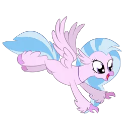 Size: 3000x3000 | Tagged: artist:squipycheetah, classical hippogriff, cute, derpibooru import, diastreamies, female, flying, happy, hippogriff, jewelry, missing accessory, necklace, open mouth, safe, school daze, silverstream, simple background, smiling, solo, transparent background