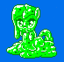 Size: 219x213 | Tagged: safe, artist:badumsquish, artist:uni-pon, deleted from derpibooru, derpibooru import, edit, editor:uni-pon, goo, goo pony, original species, 8-bit, blue background, nintendo entertainment system, pixel art, simple background, slime