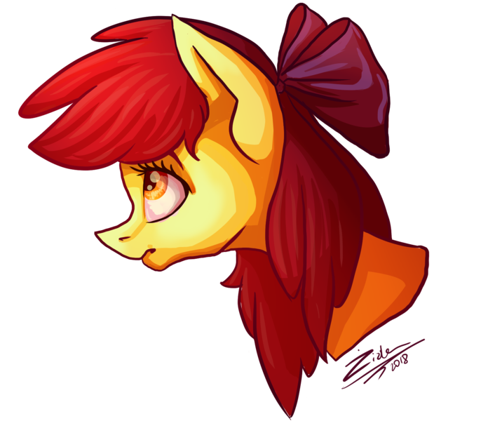 Size: 1600x1360 | Tagged: safe, artist:tu-kierownik, derpibooru import, apple bloom, earth pony, pony, bow, female, filly, hair bow, profile, simple background, solo, transparent background