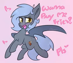 Size: 1000x858 | Tagged: safe, artist:ashee, derpibooru import, oc, oc:panne, bat pony, bat pony oc, blushing, fangs, looking at you, solo, tongue out