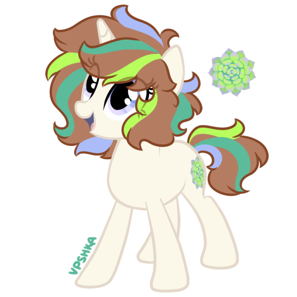 Size: 2000x2000 | Tagged: safe, artist:vpshka, derpibooru import, oc, oc:echeveria, unofficial characters only, pony, unicorn, cute, female, mare, open mouth, simple background, solo, standing, transparent background