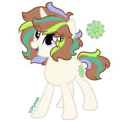 Size: 2000x2000 | Tagged: safe, artist:vpshka, derpibooru import, oc, oc:echeveria, unofficial characters only, pony, unicorn, cute, female, mare, open mouth, simple background, solo, standing, transparent background