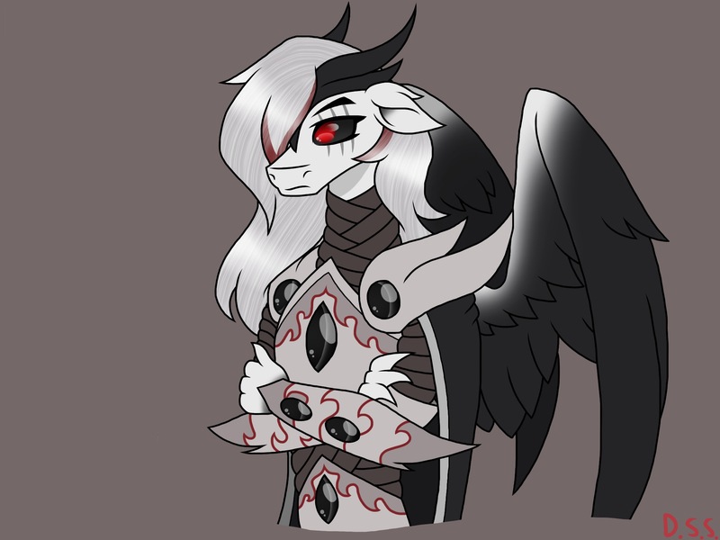 Size: 2048x1536 | Tagged: safe, artist:littlecritter, derpibooru import, oc, oc:rumor stormblade, anthro, armor, bandage, edolon, eye scar, horns, scar, wings