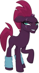 Size: 4000x7388 | Tagged: safe, artist:tentapone, artist:tentavamp, deleted from derpibooru, derpibooru import, tempest shadow, pony, unicorn, my little pony: the movie, absurd resolution, annoyed, blank flank, broken horn, cute, female, floppy ears, frown, grumpy, horn, image, leg warmers, mare, missing accessory, missing cutie mark, no armor, png, raised hoof, scar, simple background, solo, tempestbetes, transparent background, vector, workout, zumba