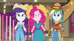 Size: 450x253 | Tagged: safe, derpibooru import, screencap, pinkie pie, rainbow dash, rarity, sci-twi, sunset shimmer, twilight sparkle, equestria girls, equestria girls series, five to nine, animated, cowboy hat, cowgirl, cowgirl outfit, cute, dashabetes, diapinkes, gif, hat, raribetes, rarihick, shimmerbetes, smiling, stetson, twiabetes