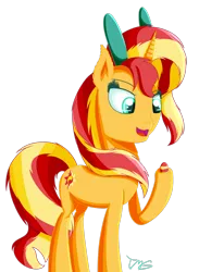 Size: 1280x1752 | Tagged: artist:tlmoonguardian, bunny ears, derpibooru import, easter, easter egg, holiday, safe, simple background, solo, sunset shimmer, transparent background