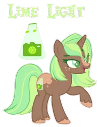 Size: 1024x1303 | Tagged: safe, artist:squeakshimi, derpibooru import, oc, oc:lime light, pony, unicorn, cutie mark, female, mare, offspring, parent:coloratura, parent:snapshot, simple background, solo, transparent background