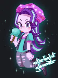 Size: 1024x1378 | Tagged: safe, artist:y-a-m-a-y-o, derpibooru import, starlight glimmer, equestria girls, mirror magic, spoiler:eqg specials, beanie, cute, food, glimmerbetes, hat, ice cream, ice cream cone, looking at you, solo, that human sure does love ice cream, tongue out