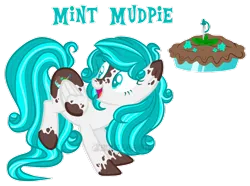 Size: 1024x761 | Tagged: safe, artist:squeakshimi, derpibooru import, oc, oc:mint mudpie, pegasus, pony, colored pupils, cutie mark, female, mare, mud, offspring, parent:pinkie pie, parent:shining armor, parents:shiningpie, simple background, solo, transparent background