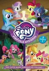 Size: 515x750 | Tagged: apple bloom, applejack, book, cutie mark crusaders, derpibooru import, lilymoon, my little pony logo, pinkie pie, ponyville mysteries, rainbow dash, safe, scootaloo, sweetie belle