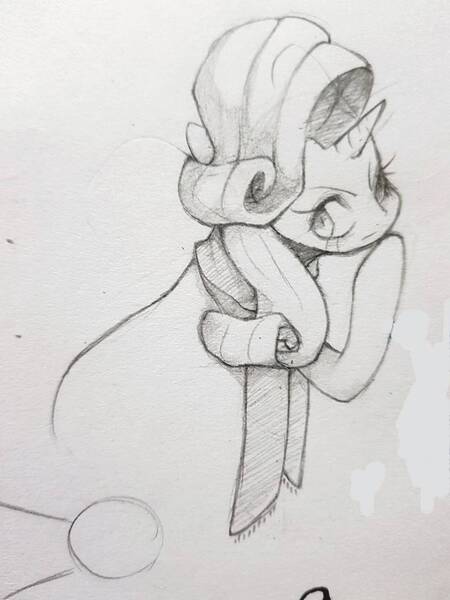 Size: 960x1280 | Tagged: safe, artist:pinkieeighttwo, derpibooru import, rarity, pony, monochrome, sketch, solo, traditional art