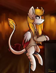 Size: 959x1252 | Tagged: safe, artist:deraniel, derpibooru import, oc, oc:silver hush, pegasus, pony, female, mare, ponysona, pub, shading, simple background, sitting