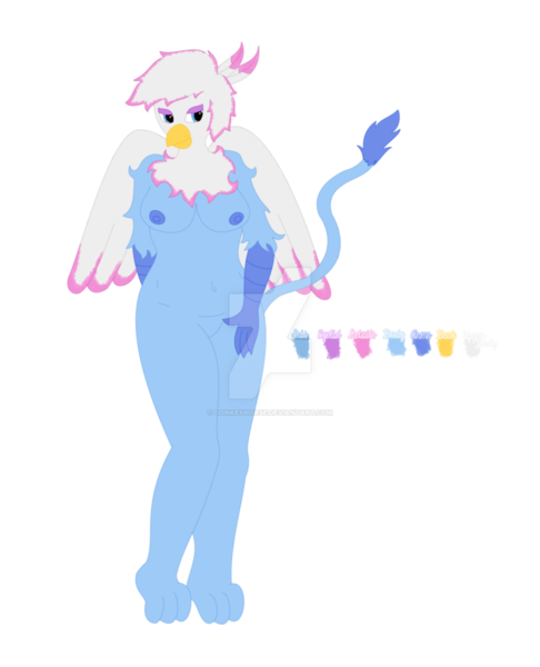 Size: 804x993 | Tagged: questionable, artist:basma, derpibooru import, oc, oc:basma, unofficial characters only, anthro, gryphon, big breasts, breasts, chubby, female, nipples, nudity, simple background, smiling, solo, solo female, transparent background, watermark