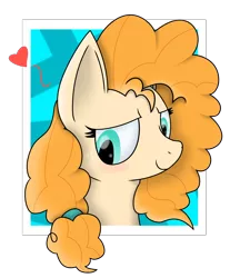 Size: 2650x3200 | Tagged: safe, artist:silver dash, derpibooru import, pear butter, earth pony, pony, blushing, bust, face, female, floating heart, heart, mare, portrait, smiling, solo