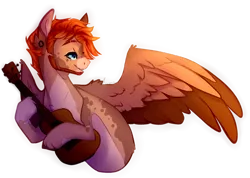 Size: 1932x1373 | Tagged: safe, artist:skimea, derpibooru import, oc, oc:ethan, pegasus, pony, guitar, male, simple background, solo, stallion, transparent background