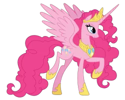 Size: 3750x3000 | Tagged: alicorn, alicornified, artist:askometa, derpibooru import, gameloft, high res, idw, idw showified, pinkiecorn, pinkie pie, princess of chaos, race swap, raised hoof, safe, simple background, solo, spoiler:comic, spoiler:comic57, transparent background, vector, xk-class end-of-the-world scenario