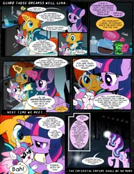 Size: 1275x1650 | Tagged: safe, artist:dsana, derpibooru import, princess flurry heart, starlight glimmer, sunburst, twilight sparkle, twilight sparkle (alicorn), alicorn, pony, unicorn, comic:the shadow shard, baby bottle, comic, crying, cute, floppy ears, glowing horn, levitation, magic, magic aura, teary eyes, telekinesis