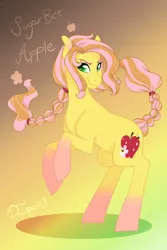 Size: 1440x2151 | Tagged: safe, artist:djspark3, derpibooru import, oc, oc:sugarbee apple, unofficial characters only, earth pony, pony, female, mare, next generation, offspring, parent:braeburn, parent:fluttershy, parents:braeshy, smiling, solo