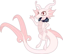 Size: 4700x4000 | Tagged: absurd resolution, albino, artist:tentavamp, collar, derpibooru import, dragon, fins, oc, oc:pearl, safe, simple background, solo, transparent background, unofficial characters only, water, water dragon