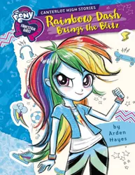 Size: 1020x1320 | Tagged: safe, derpibooru import, rainbow dash, equestria girls, equestria girls series, rainbow dash brings the blitz, arden hayes, book, eqg promo pose set, solo