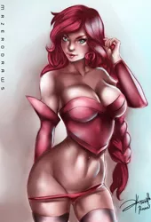 Size: 1227x1800 | Tagged: artist:bunsogen, belly button, big breasts, breasts, busty pinkie pie, cleavage, clothes, derpibooru import, digital art, female, human, humanized, looking at you, pinkie pie, signature, solo, solo female, suggestive