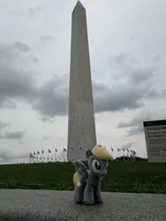 Size: 3036x4048 | Tagged: safe, artist:junky2k, derpibooru import, derpy hooves, pony, clothes, plushie, ponies around the world, socks, solo, striped socks, washington monument