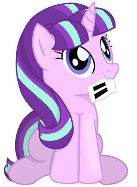 Size: 1100x1500 | Tagged: safe, artist:toyminator900, derpibooru import, starlight glimmer, pony, unicorn, villains of equestria collab, cute, equal cutie mark, equal sign, female, glimmerbetes, looking up, mare, mouth hold, paper, simple background, sitting, smiling, solo, transparent background