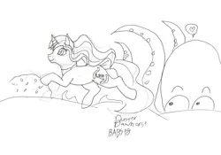 Size: 4908x3443 | Tagged: artist:duster dawnhorse, blind, coral, derpibooru import, happy, heart, imminent rape, imminent sex, oc, oc:blooming corals, ocean, octopus, ruin a pony, smiling, suggestive, swimming, traditional art, unaware, underwater