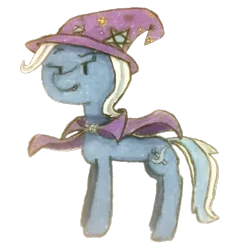 Size: 711x742 | Tagged: safe, artist:antique1899, derpibooru import, editor:binkyt11, trixie, pony, unicorn, villains of equestria collab, antagonist, cape, clothes, female, hat, mare, simple background, smug, solo, traditional art, transparent background, trixie's cape, trixie's hat