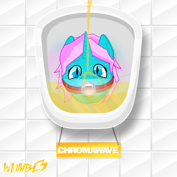Size: 4000x4000 | Tagged: questionable, artist:wumbl3, derpibooru import, oc, oc:chroma wave, unofficial characters only, bat pony, art pack:my little urinals, bat pony oc, blushing, bondage, fetish, gag, living toilet, living urinal, looking at you, male, offscreen character, piss drinking, pissing, ring gag, solo, solo male, tiled background, urinal, urine, watersports