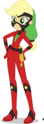 Size: 101x283 | Tagged: safe, derpibooru import, applejack, mistress marevelous, equestria girls, movie magic, spoiler:eqg specials, clothes, costume, hand on hip, high heels, mask, power ponies, shoes, simple background, solo, superhero, transparent background