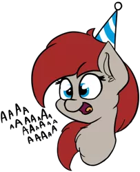 Size: 349x430 | Tagged: artist:seafooddinner, birthday, derpibooru import, dialogue, female, gift art, happy, hat, mare, oc, oc:ponepony, open mouth, safe, simple background, solo, transparent background, unofficial characters only