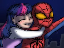 Size: 2538x1913 | Tagged: artist:ggchristian, crossover shipping, derpibooru import, female, human, humanized, male, safe, shipping, spider-man, spidertwi, straight, twilight sparkle