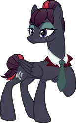 Size: 4000x6465 | Tagged: safe, artist:tentavamp, deleted from derpibooru, derpibooru import, oc, oc:princess black dahlia, unofficial characters only, crystal pony, pegasus, pony, absurd resolution, alternate universe, bun, detective, necktie, neo version, simple background, solo, transparent background