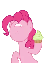 Size: 1388x1962 | Tagged: abomination, artist:sollace, cupcake, derpibooru import, food, not salmon, pinkie pie, safe, simple background, smiling, solo, transparent background, vector, wat, xk-class end-of-the-world scenario