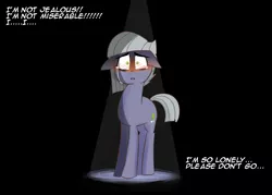 Size: 1400x1000 | Tagged: safe, artist:zouyugi, derpibooru import, limestone pie, earth pony, pony, the maud couple, black background, crying, dark, denial, dialogue, female, lonely, mare, sad, simple background, woobie