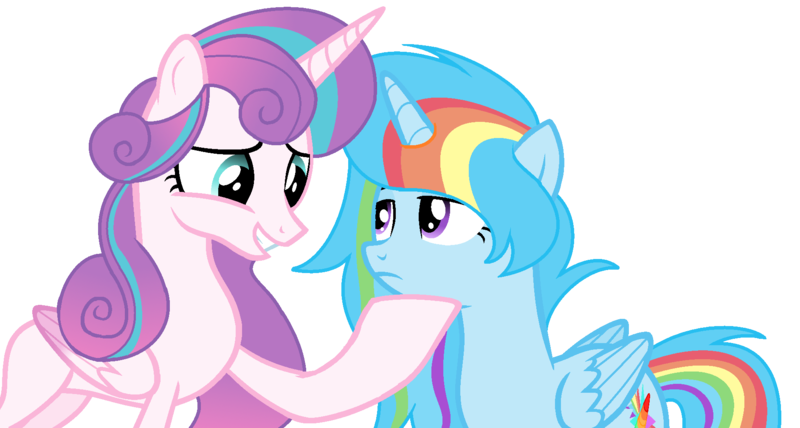 Size: 1884x1008 | Tagged: safe, artist:thesmall-artist, derpibooru import, princess flurry heart, oc, oc:colour sparkling, alicorn, pony, base used, female, magical lesbian spawn, mare, offspring, older, parent:rainbow dash, parent:twilight sparkle, parents:twidash, simple background, transparent background