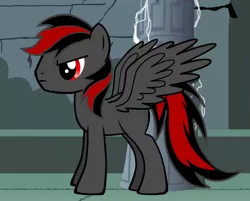 Size: 477x383 | Tagged: artist needed, derpibooru import, oc, oc:darkblaze, oc:donut steel, pony creator, red and black mane, red and black oc, safe, solo, unofficial characters only