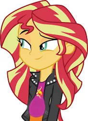Size: 192x263 | Tagged: safe, derpibooru import, edit, edited screencap, screencap, sunset shimmer, comic:a new change, equestria girls, clothes, jacket, leather jacket, pregnant, pregnant edit, solo, teen pregnancy