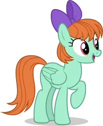 Size: 7000x8533 | Tagged: safe, artist:luckreza8, derpibooru import, peppermint goldylinks, pegasus, pony, school daze, .svg available, absurd resolution, background pony, bow, cute, female, friendship student, hair bow, inkscape, mare, open mouth, peppermint adoralinks, raised hoof, simple background, solo, transparent background, vector
