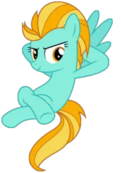 Size: 4327x6213 | Tagged: safe, artist:kiowa213, derpibooru import, lightning dust, pegasus, pony, wonderbolts academy, absurd resolution, arm behind head, cool, crossed legs, female, leaning back, looking at you, mare, simple background, smiling, solo, spread wings, transparent background, vector, wings